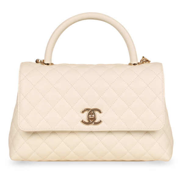 Chanel White Coco Top Handle - Medium - Image 11