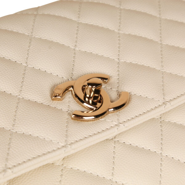 Chanel White Coco Top Handle - Medium - Image 5