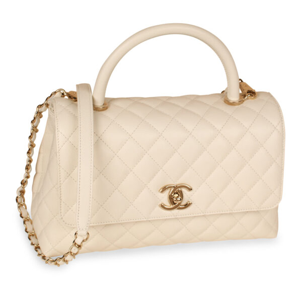Chanel White Coco Top Handle - Medium - Image 2