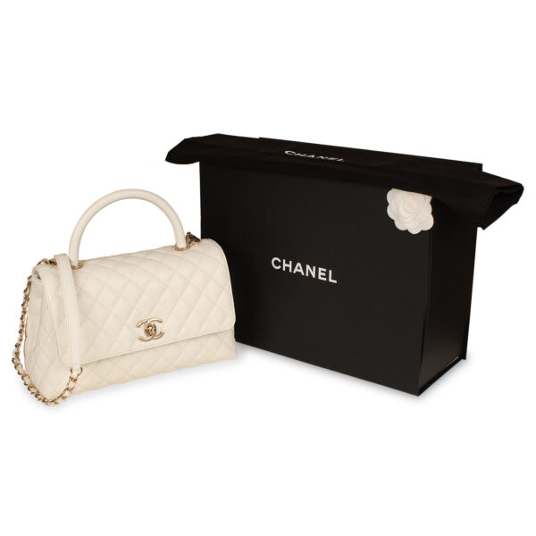 Chanel White Coco Top Handle - Medium - Image 10