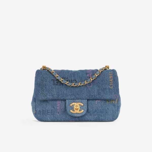 Chanel Small Flap Bag - Denim Logo - Image 7