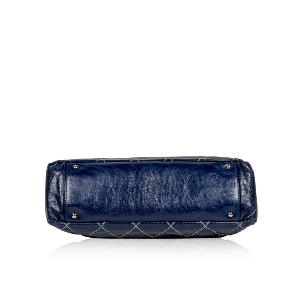 Chanel Blue Patent White Stitch Tote - Image 4