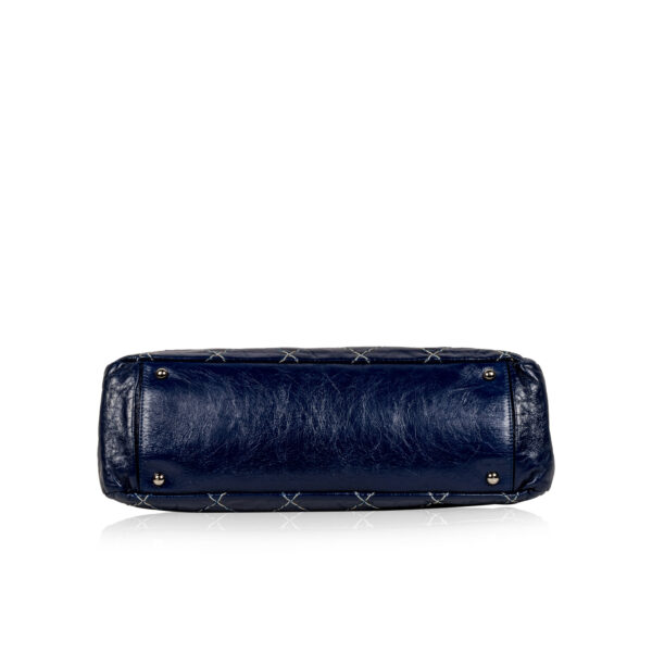 Chanel Blue Patent White Stitch Tote - Image 12