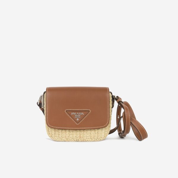 Prada Triangle Logo Plaque Flap - Raffia - Image 6