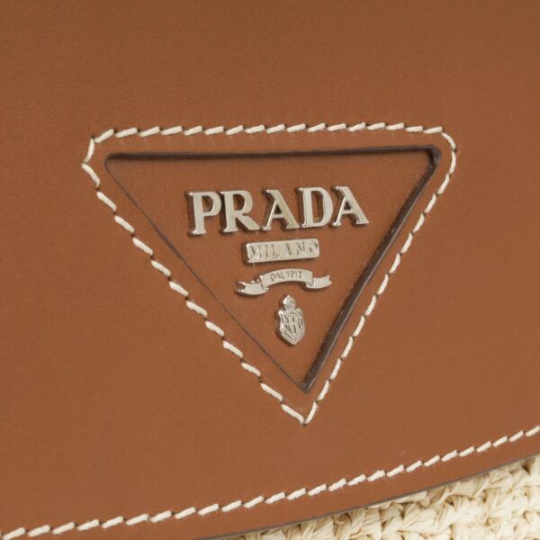Prada Triangle Logo Plaque Flap - Raffia - Image 5