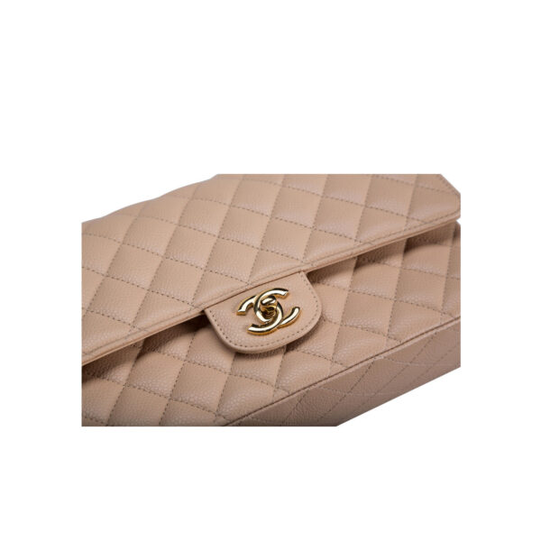 Chanel Beige Caviar Classic Flap Bag - Image 5