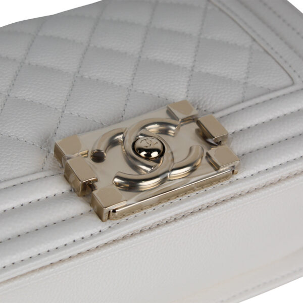 Chanel White Boy Bag - Small - Image 4