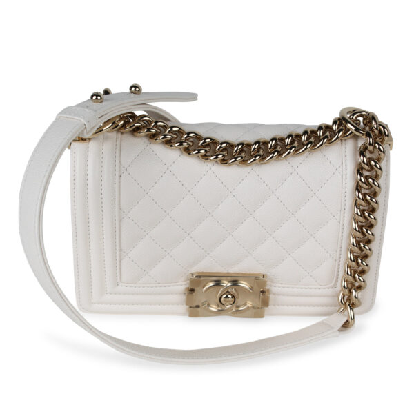 Chanel White Boy Bag - Small - Image 9